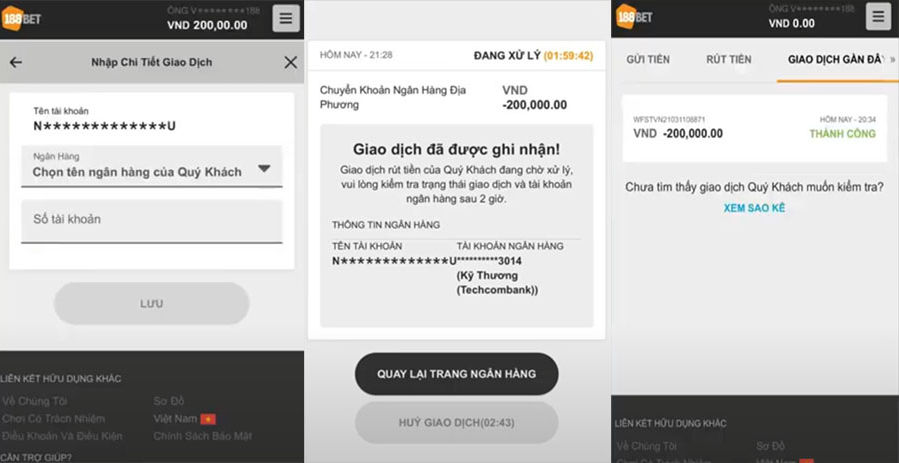 Xác minh tài khoản để rút tiền 188BET nhanh chóng.